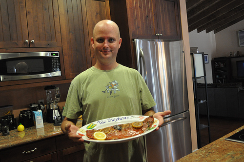 Eddie Stephens cooking at home.