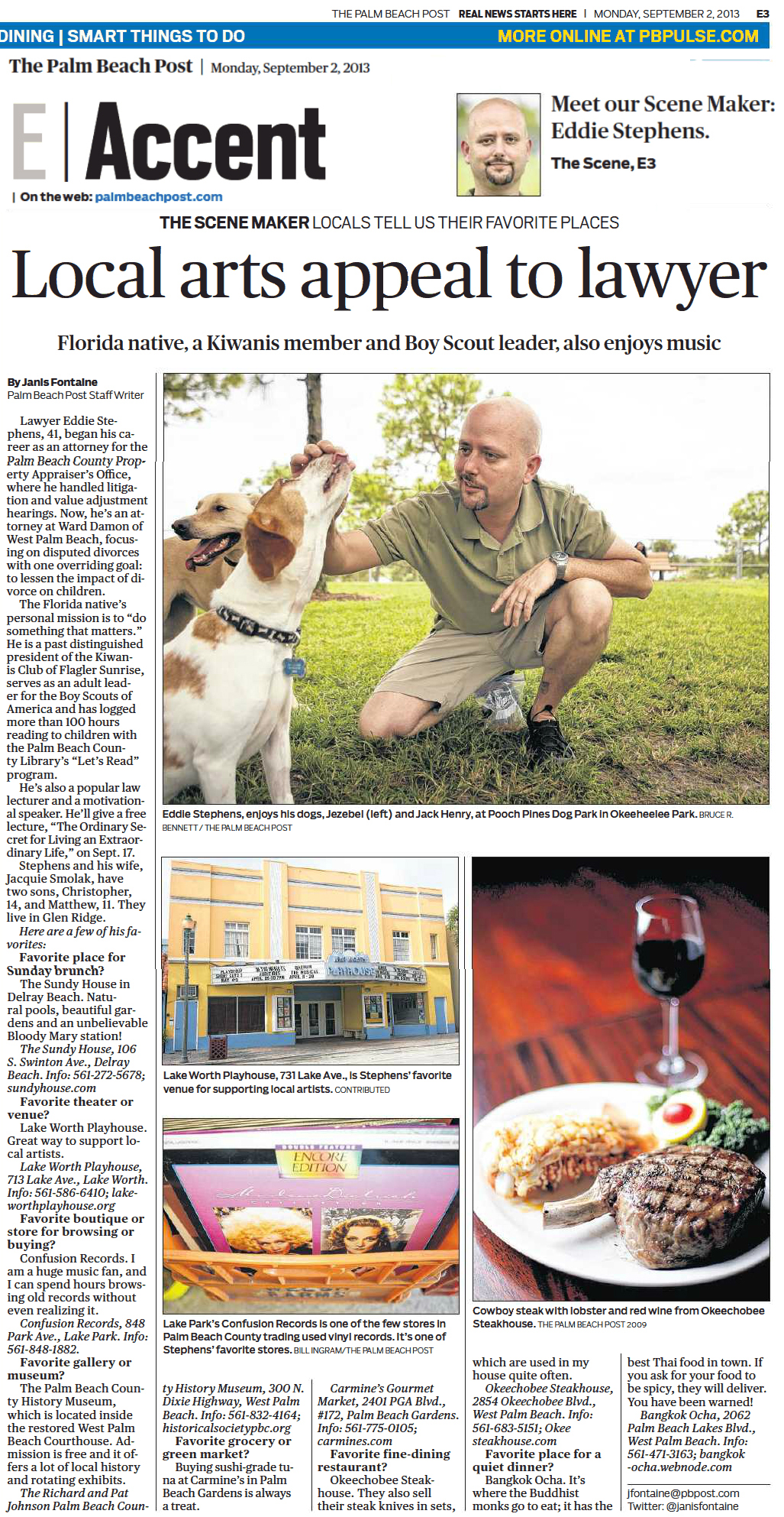 Eddie Stephens' Palm Beach Post Scene Maker article.