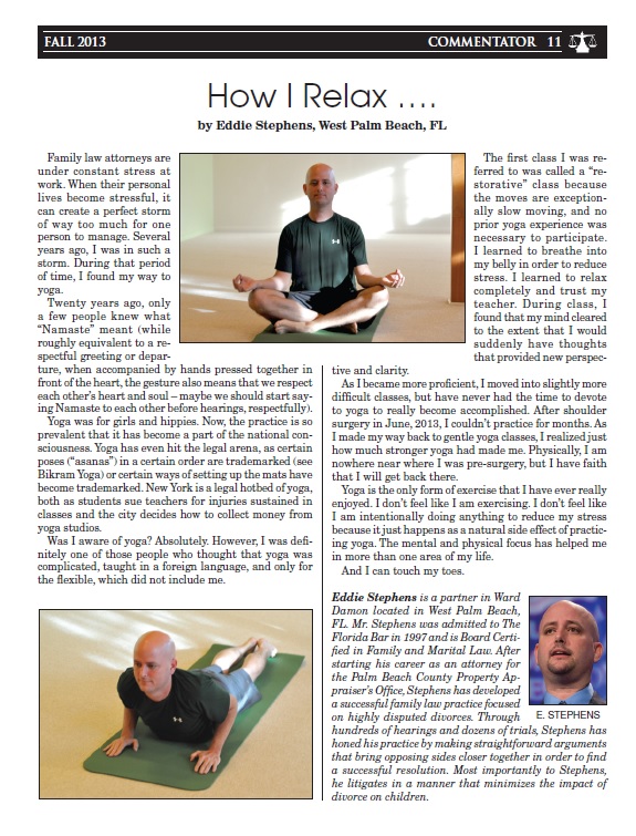 Eddie Stephens, attorney and yogi